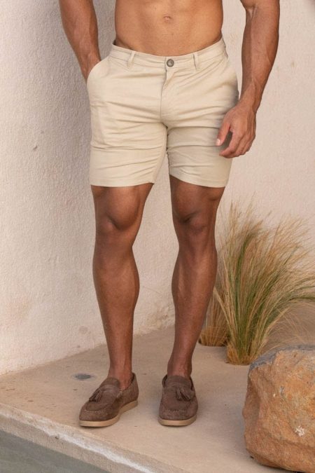 Athletic Fit Chino Shorts 7" in Stone